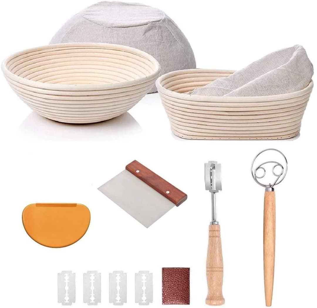 Bread Proofing Basket Set Of 2 Round and Oval, Banneton P…