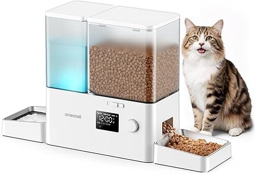 oneisall Distributeur d'eau et d'alimentation Automatique pour Chat, 36 Tasses/8,5 l, 2 en 1, Nourriture Propre, Eau Douce, Grande capacité, Distributeur de Nourriture pour Chat chronométré et