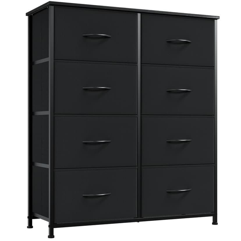 Somdot Tall Chest of Drawers for Bedroom with 8 Drawers, Wide Storage Organiser Fabric Dresser for Closet Nursery Bedside Living Room Laundry Entryway Hallway, Black - 1
