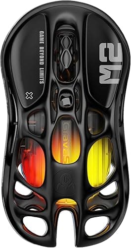GravaStar Mercury M2 Wireless Gaming Mouse with 26,000 DPI, PAW3395DM Sensor -79g Lightweight Hollowed-Out Design -5 Programmable Buttons -5 Dynamic Lightsync RGB - Stealth Black (Stealth Black)