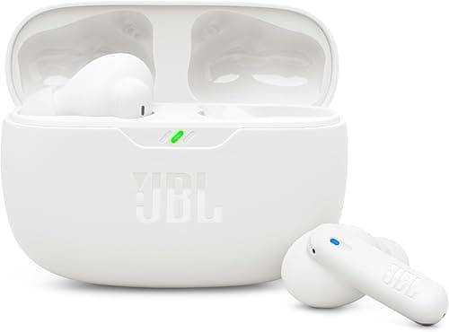 JBL Wave Beam 2, Wireless Noise Cancelling Bluetooth Earbuds with 40h Playtime, JBL Pure Bass Sound, Smart Ambient Technology and Multi-Point Connection, Closed-Back Stick Design, White
