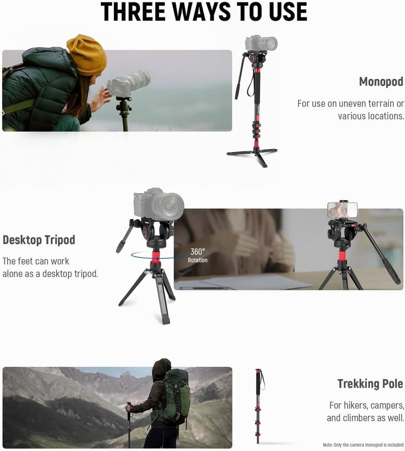 NEEWER 71.6 Inch Pro Camera Monopod Telescopic Carbon Fiber Monopod with Quick Release Plate Compatible with DJI RS Gimbals, Removable Base for Camera Camcorder, Maximum Load 6kg, TP71 - 8