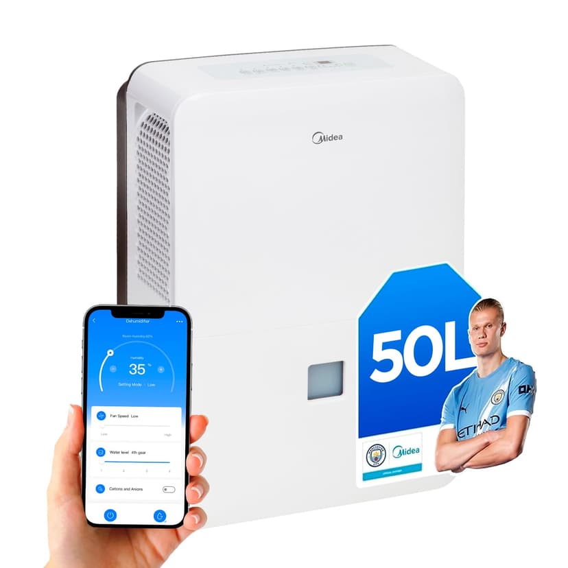 MIDEA Déshumidificateur d air Anti Moisissure intérieur 50 L/Jour | Réservoir amovible 6L, APP/Wifi, Mode Confort, Minuterie 24H | Déshumidificateur industriel de grande capacité jusqu’à 120m²/300 m³ - 1