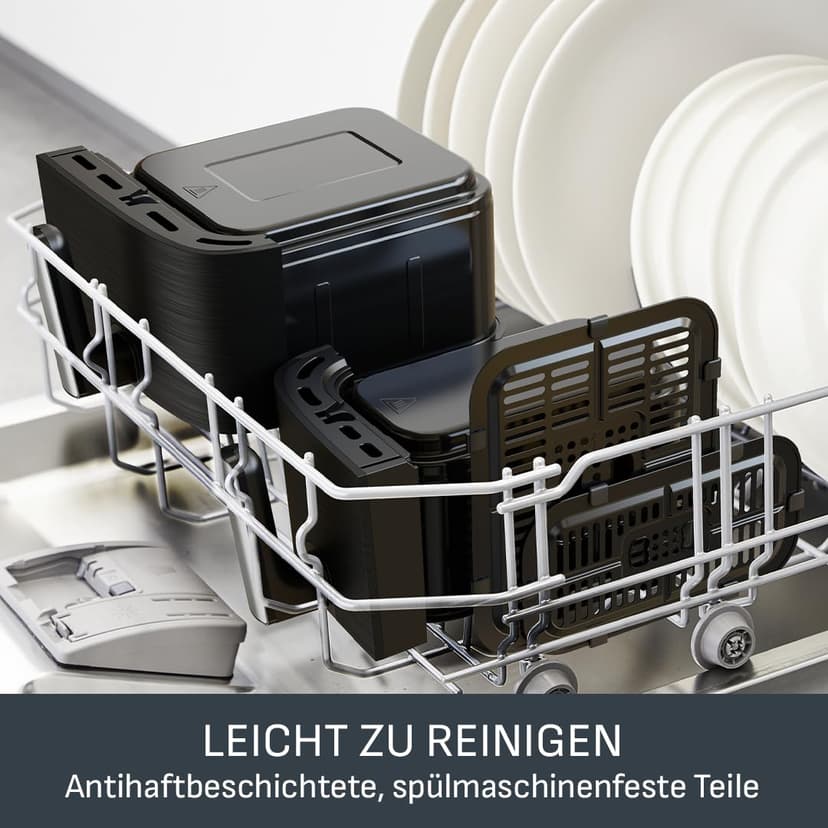 Tefal Dual Fryer without oil, 8.3 L capacity, 2 drawers of 5.2 L and 3.1 L, 7 automatic programs, digital screen, air fryer EY901810 - 6