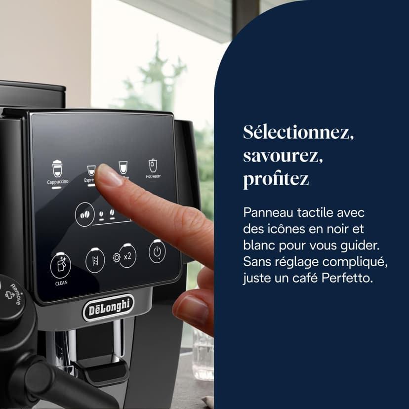 De'Longhi Magnifica Start ECAM222.60.BG Automatic Coffee Machine with LatteCrema Milk System for Automatic Cappuccino, 4 Direct Selection Buttons, Soft Touch Control Panel, Function - 6