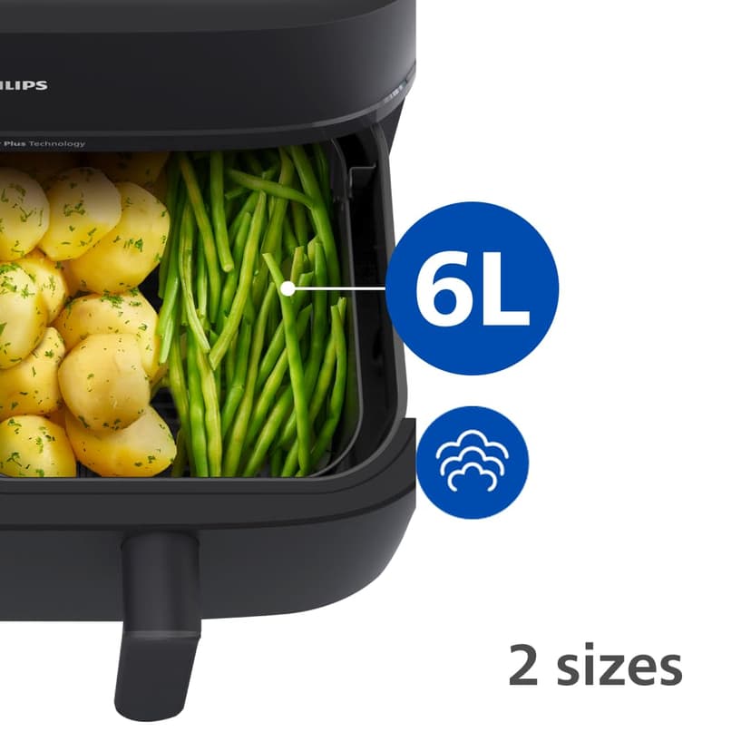 Philips Airfryer Series 5000 - Air Fryer with Double Basket and Steam Cooking, 9L, RapidAir, 19 Cooking Modes, Up to 90% Less Fat, AirSteam, Steam Cleaning, HomeID (NA550/00) - 5