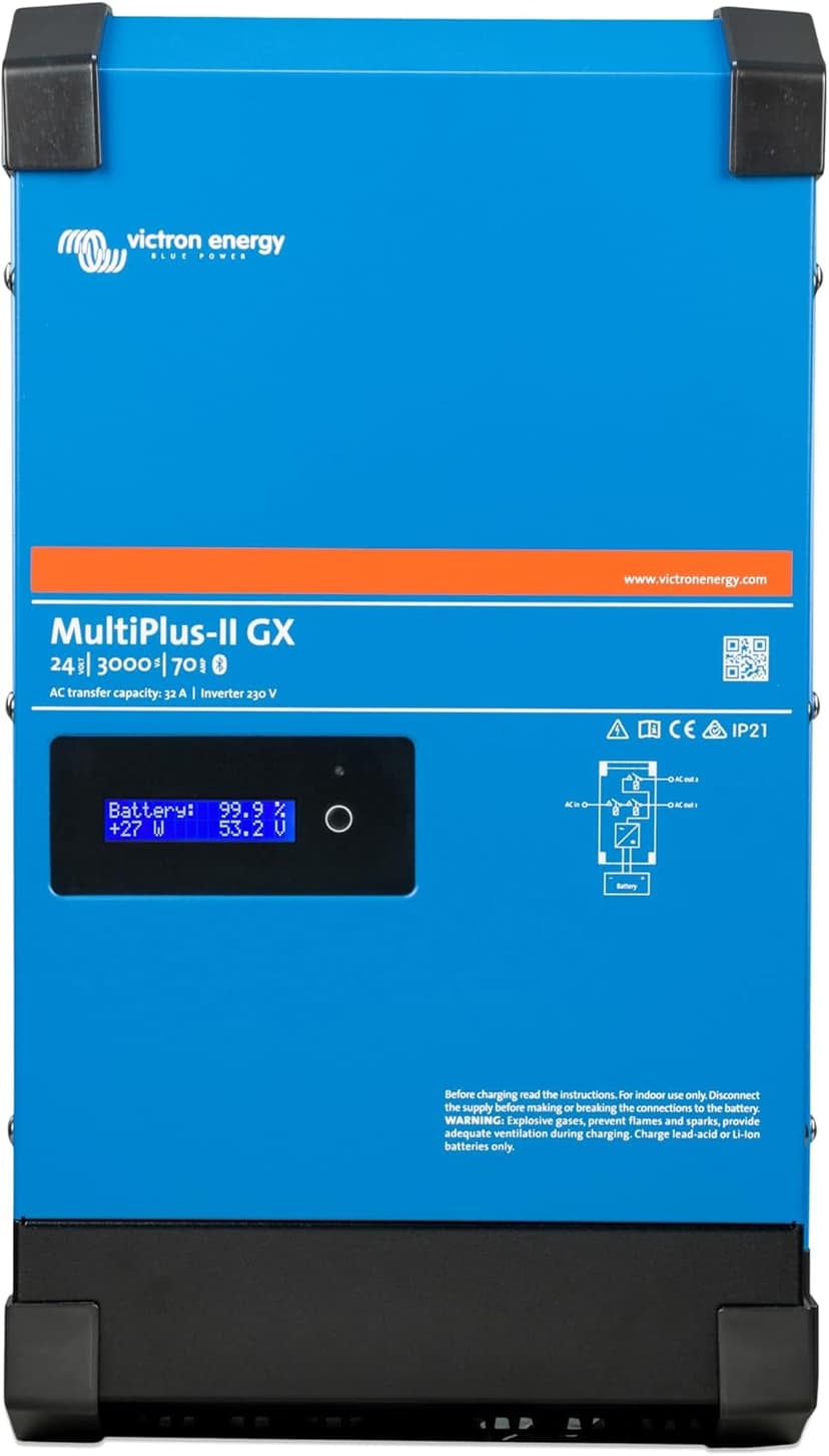 Victron Energy MultiPlus-II GX Pure Sine Wave Inverter Charger for 70 amp Battery, 3000VA 24-Volt 230V - 1