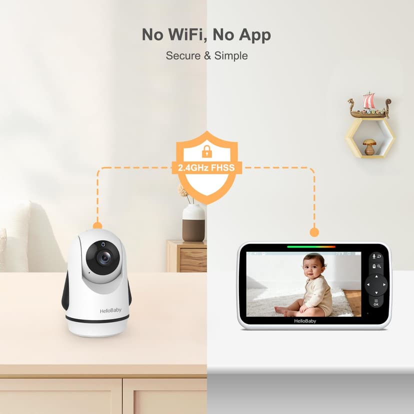 HelloBaby Moniteur Vidéo Bébé 6 Pouces, Grand Écran avec Caméra et Audio, Batterie 4000mAh Mode ECO, Vision Nocturne, sans WiFi, Communication Bidirectionnelle 8 Berceuses, Caméra PTZ à Distance - 5