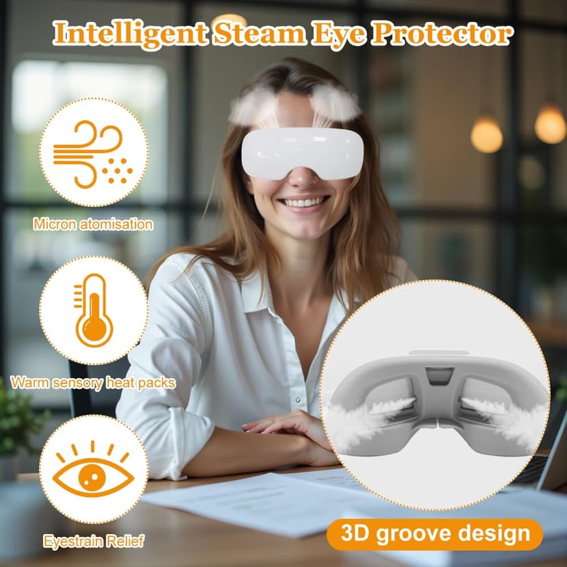 Eye Massager with Heat, Heated Steam Eye Mask, Micron Atomization, Relieves Dark Circles, Dryness and Fatigue - 2