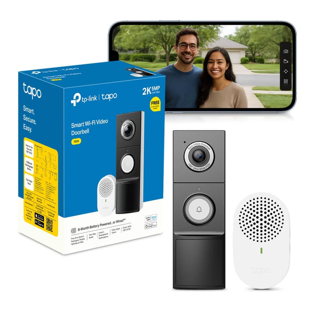 Tapo D235 Sonnette sans Fil avec Camera 2K+ 5MP, IP66 éta…