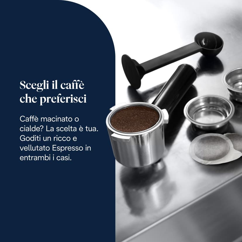 De'Longhi Dedica Duo EC890.M Barista Machine à café avec pompe, expresso et infusion à froid, machine à café manuelle avec tige à vapeur LatteArt, 15 cm de large, 2 expresso, écran tactile, tasse - 8