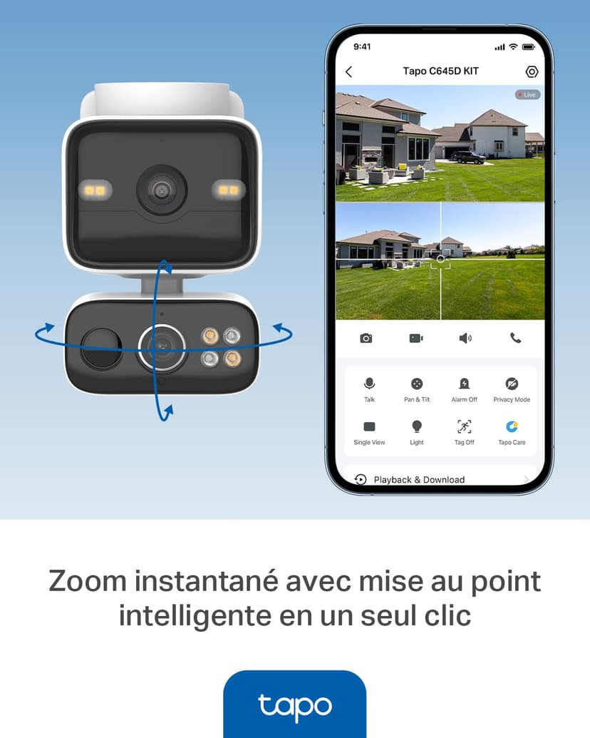 Tapo C645D Outdoor Wifi Camera Kit with Solar Panel, 2K Dual Lens, 360° Covers 2 Areas Together, Backup Battery, 10,000 mAh, Color Night Vision, Tracking/AI Detection, IP65 - 8