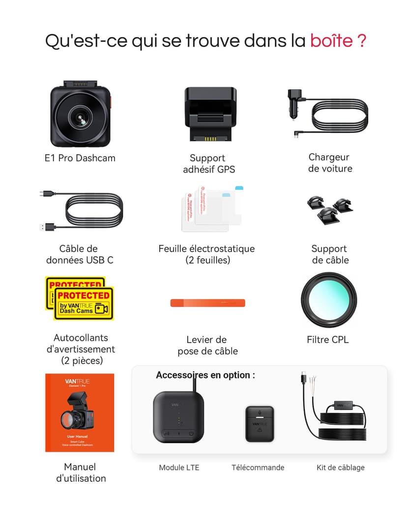 VANTRUE E1 Pro 4K HDR Car Dash Cam Front Sony STARVIS 2, 5G WiFi Dashcam & Free CPL,GPS Voice Control, 24H Parking Mode, Car Camera Dash Cam Night Vision, 1.54" 160°Hidden Front Dashcam, Support 1TB - 9