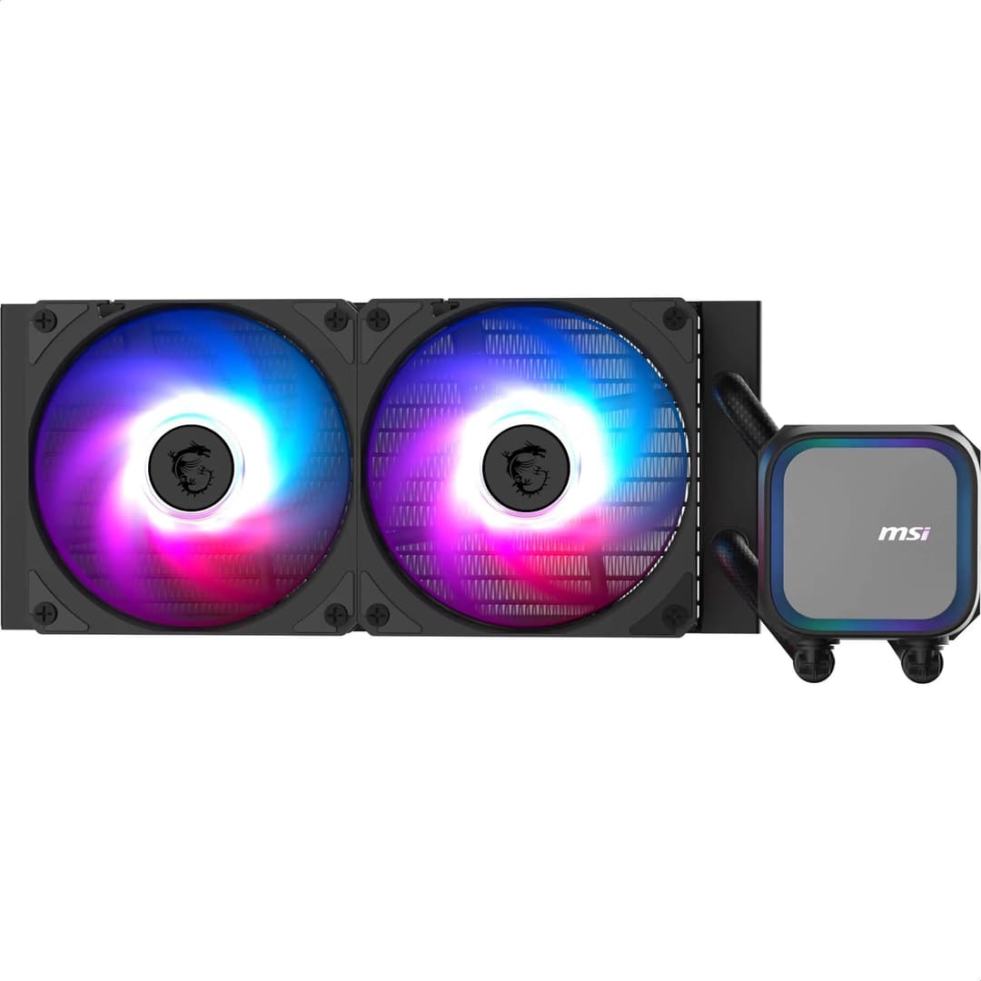 MSI MAG CORELIQUID A13 240 AIO CPU Liquid Cooler - Full CPU Coverage, Improved Water Channel Design, Minimalism Meets Illumination, CycloBlade 7, Split-Flow Radiator, Rifle Bearing Fans