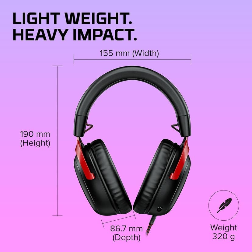 HyperX Cloud III – Casque de Gaming Filaire, PC, PS5, Xbox Series X|S, DTS, Mousse à mémoire de Forme, Microphone au Son cristallin de 10 mm, avec Suppression du Bruit, USB-C, USB-A, 3.5mm – Noir - 4