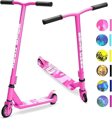 BOLDCUBE Beginner Stunt Scooter for Kids Ages 8-12, 6-12 Years - Lightweight Aluminium Deck, 360° Spin, 100mm ABEC 7 Wheels - Micro Crystallised Grip, Quad Bolt Clamp - 2.9kg Freestyle Kids Scooter