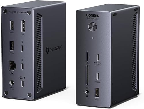 UGREEN Thunderbolt 4 Docking Station, 13-in-1 Revodok Max TB4 Dock, 3x 40Gbps TBT4, Single 8K, Dual 4K@60Hz, Up to 96W Laptop Charging, 20W USB-C, 1GbE, SD/TF for TBT4/3 MacBooks and Windows Laptops