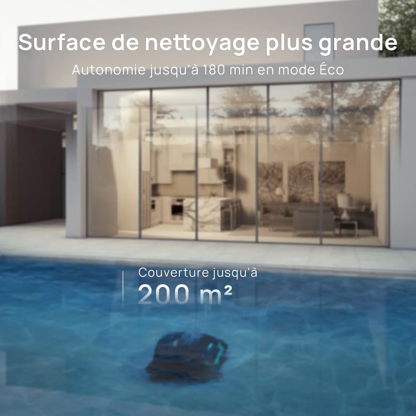 WYBOT (Nouveau Modèle) Robot Piscine sans Fil C2 Vision-A avec caméra IA, Filtration Ultra-Fine, Forte Aspiration, Nettoyage Fond/parois & Ligne d’Eau, Navigation Intelligente – NoirVertProfond - 9