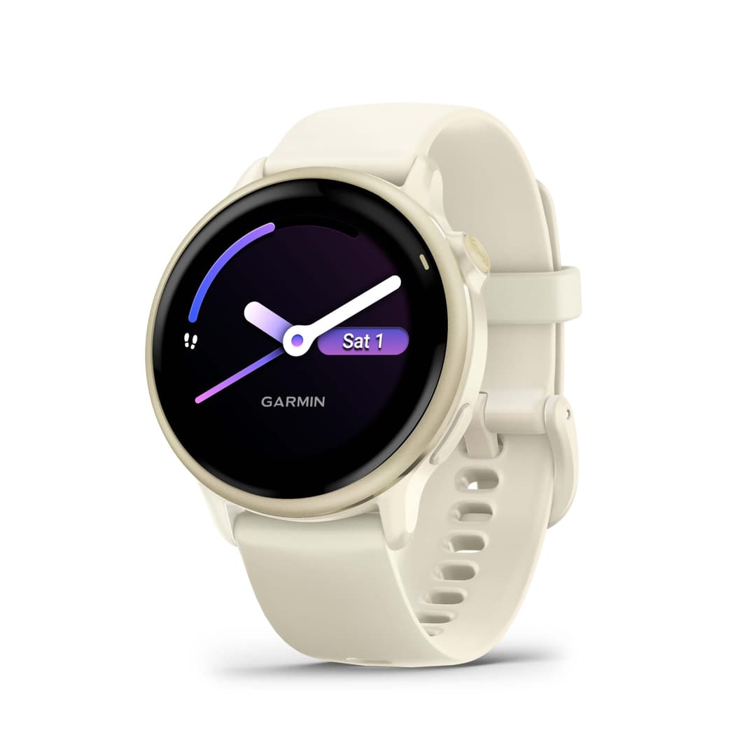 Garmin vívoactive 6 - Montre connectée avec GPS Forme & santé avec écran Ultra-Lumineux - Lunar Gold avec boîtier Ivoire - Boîtier 42 mm