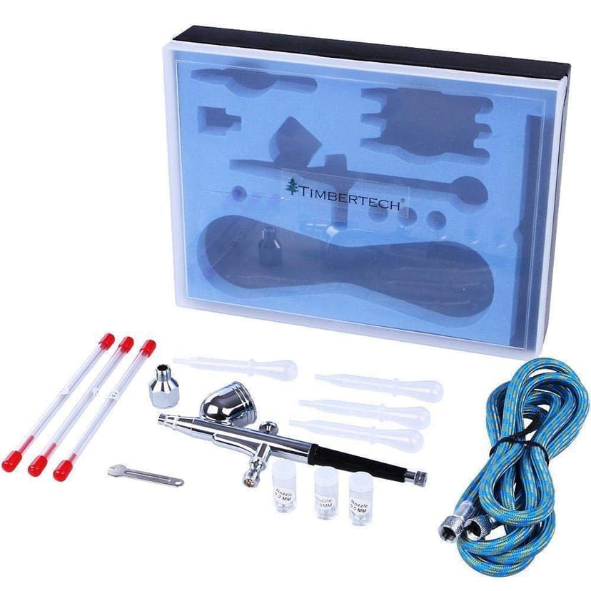 Timbertech Airbrush Kit with Air Compressor ABPST05 With Powerful Airflow and High Working Pressure for Hobbies Crafts Nail Art Tattoos Cake Decorating Cosmetics Auto-Motorcycle Graphics and so on - 6
