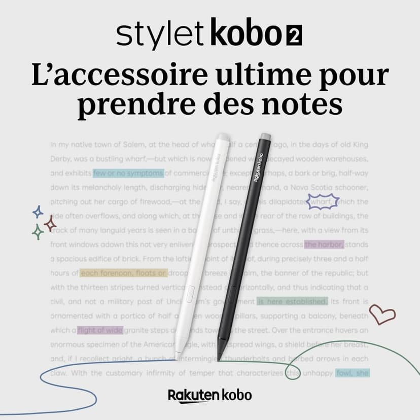 Kobo Stylus 2 | White | Mark Up, Write Notes and Make Highlights | Rechargeable via USB-C |Compatible with 7" Libra Colour eReader & Kobo Sage eReader - 4