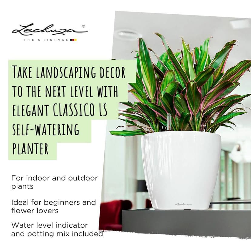 Lechuza Self Watering Plant Pot CLASSICO 43 LS Garden Flower Indoor and Outdoor Plastic Planter with Drainage Hole D43 H40 cm Red High-Gloss - 2