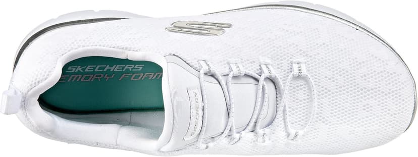 Skechers Women's Summits Leopard Spot Trainers,White Mesh / Silver Trim,5 UK - 6