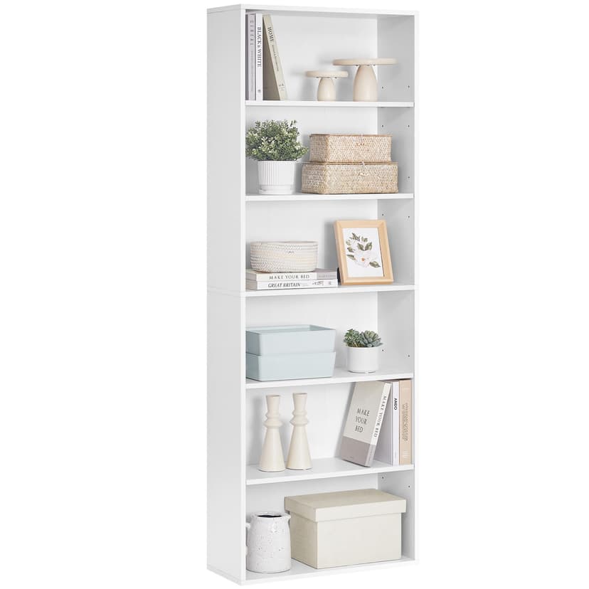 VASAGLE Bookcase, 6-Tier Bookshelf, Open Storage Shelf, Shelving Unit, 24 x 60 x 178.5 cm, for Living Room, Home Office, Dinning Room, Cloud White LBC169T14 - 1