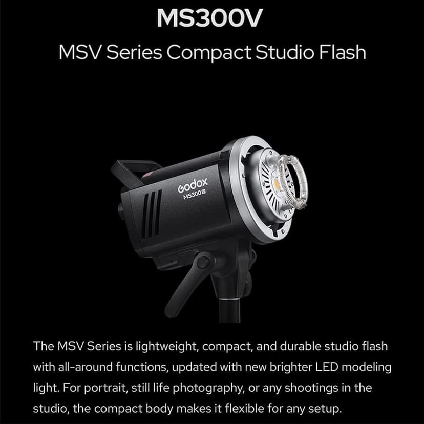 Godox MS300-V 300W Studio Flash with Upgraded LED Modeling Lamp, 2.4G Wireless X System, Bowens Mount - Ideal for Fashion, Advertising, and Studio Photography - 2