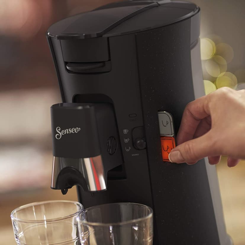 Philips Domestic Appliances Senseo Select Eco CSA240/20 Coffee Pod Machine - Coffee Strength Choice Plus Recycled Plastic Memo Function, 1450 W, 0.9 Litre, 31 x 15.5 x 31 cm, Black/Speckled - 3