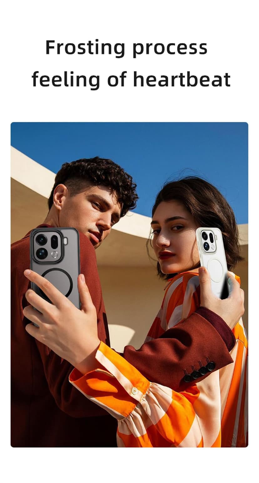 GIOPUEY Case for OPPO Find X9 Pro, Matte PC Back + TPU Bumper Shockproof Phone Cover - Black - 3