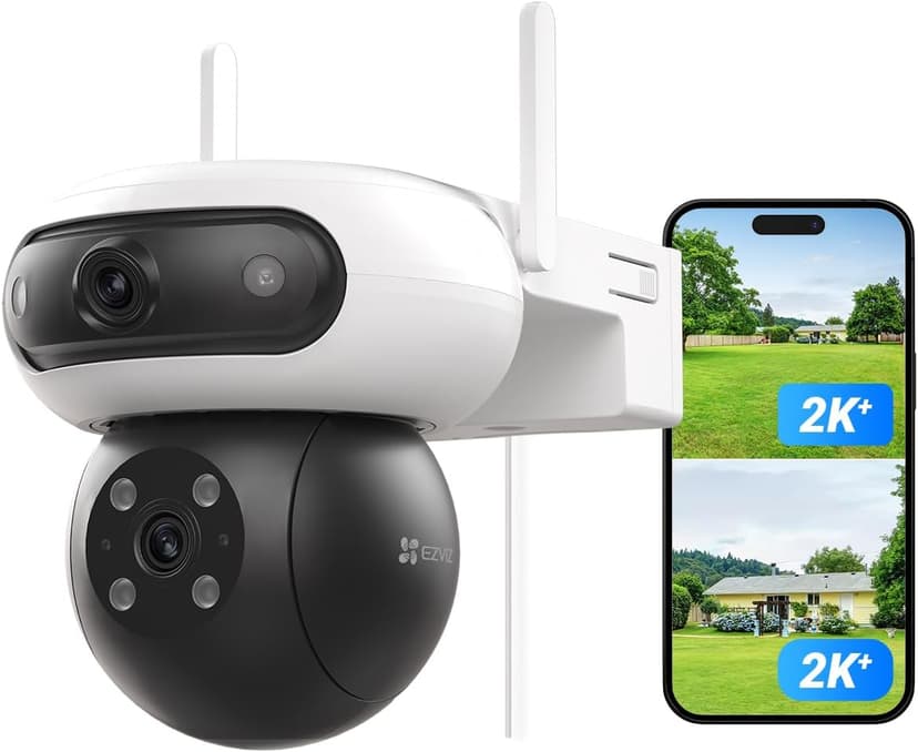 EZVIZ 8MP (4MP+4MP) Caméra Surveillance WiFi Extérieure à Double Objectif, Caméra Extérieure 360°, Vision Nocturne Couleur, Détection de Personne/Véhicule, Audio Bidirectionnel, Étanche, C90 Dual - 1