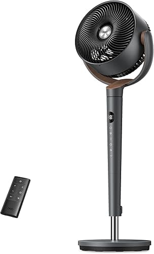 DREO ventilateur sur pied très silencieux avec télécommande, ventilateur grand format 20 dB avec moteur CC, oscillation 120°, 3 modes, hauteur réglable 94–107 cm, ventilateur de sol TurboPoly™ 512