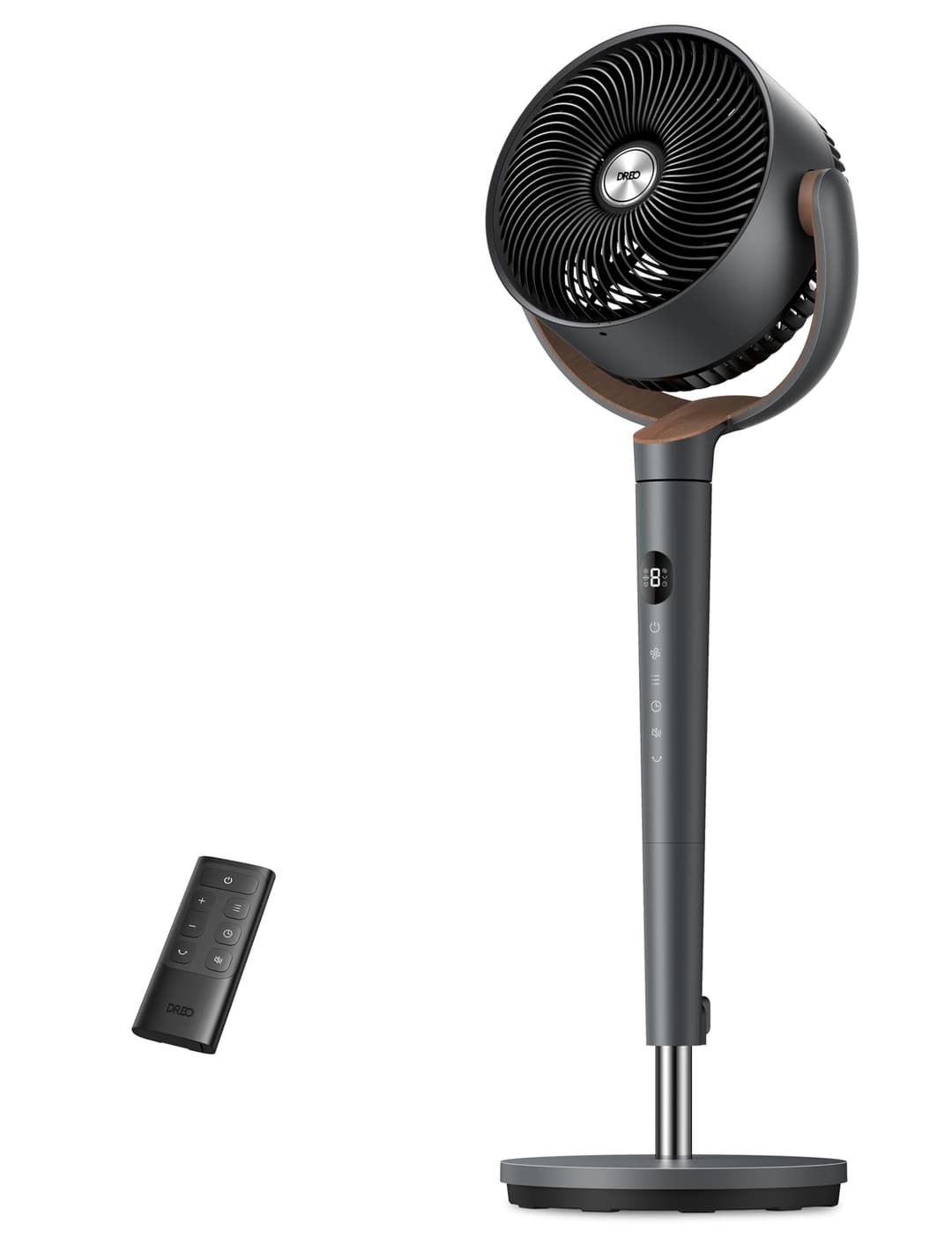 DREO ventilateur sur pied très silencieux avec télécommande, ventilateur grand format 20 dB avec moteur CC, oscillation 120°, 3 modes, hauteur réglable 94–107 cm, ventilateur de sol TurboPoly™ 512