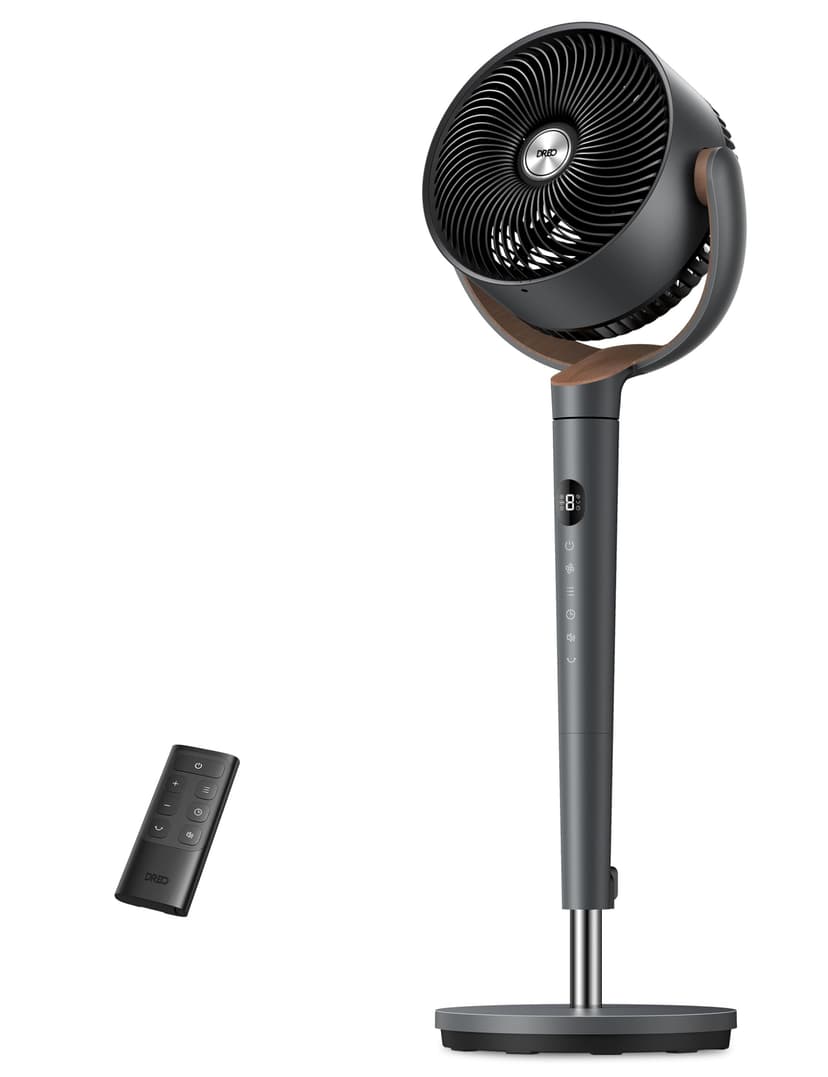 DREO ventilateur sur pied très silencieux avec télécommande, ventilateur grand format 20 dB avec moteur CC, oscillation 120°, 3 modes, hauteur réglable 94–107 cm, ventilateur de sol TurboPoly™ 512 - 1