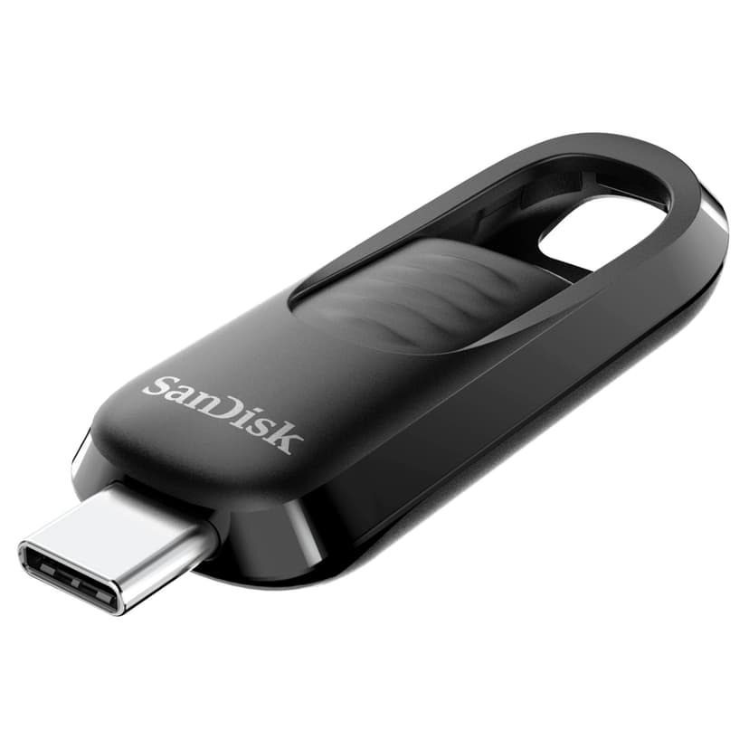 SANDISK Ultra Slider USB Type-C Flash Drive 512GB (Up to 400MB/s read speeds, USB 3.2 Gen 1 memory stick with fast performance, retractable connector, keyring) Black - 1