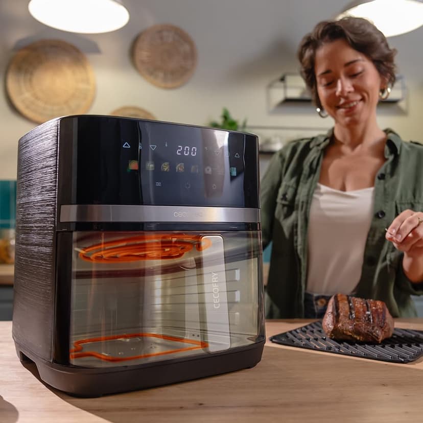 Cecotec Air Fryer Cecofry&Grill Duoheat 8000. Friteuse à Air sans Huile 8L, Grill et Plancha, Résistance Double, 2200W, Cuisson Uniforme, Moins de Graisse, Idéale pour Pizzas - 4