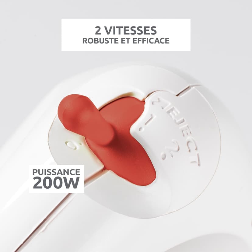 Moulinex Easymax, Batteur électrique, 200 W, 2 vitesses, 2 jeux de fouets inclus, Ergonomique, Compact, Blanc ABM11A30 - 3
