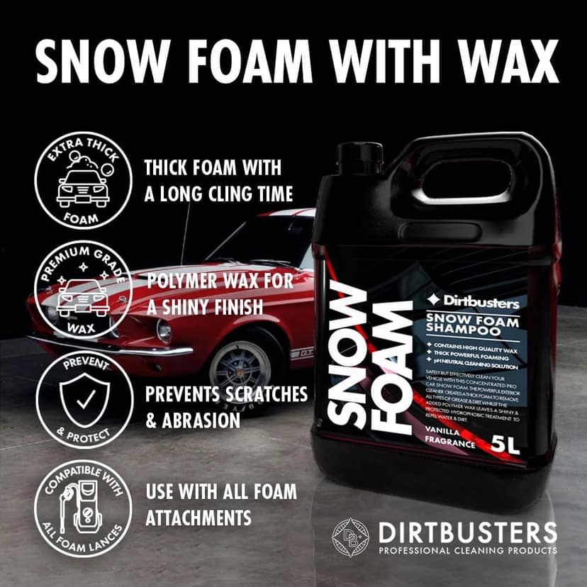 Dirtbusters – Shampooing moussant nettoyant au pH neutre parfum vanille pour nettoyage professionnel de voiture,snow foam 5 L - 3