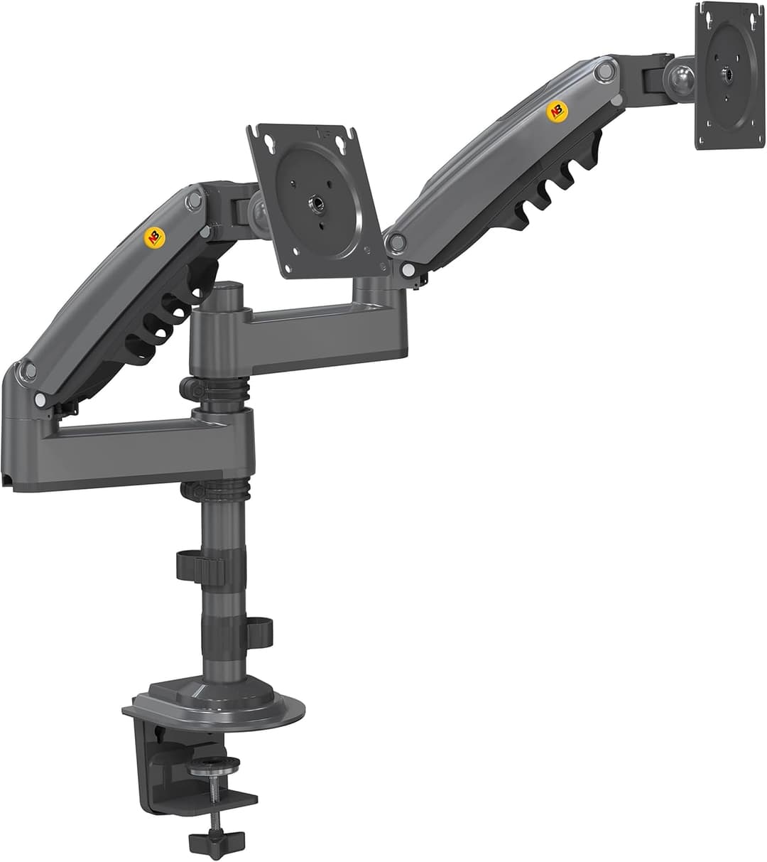 Ergosolid Heavy Duty Swivel Desk Mount with Gas Spring for Two 17-35 Inch LED LCD Monitors, VESA 75mm and 100mm up to 2x9 kg