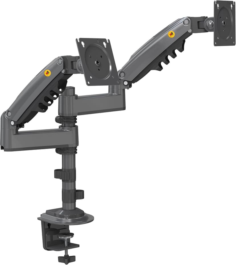 Ergosolid Heavy Duty Swivel Desk Mount with Gas Spring for Two 17-35 Inch LED LCD Monitors, VESA 75mm and 100mm up to 2x9 kg - 1