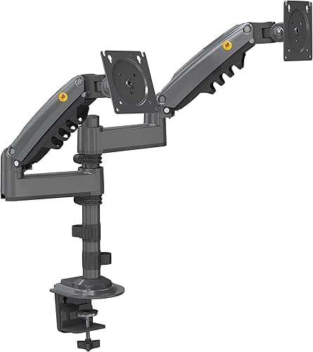 Ergosolid Heavy Duty Swivel Desk Mount with Gas Spring for Two 17-35 Inch LED LCD Monitors, VESA 75mm and 100mm up to 2x9 kg