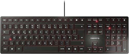CHERRY KC 6000 SLIM, Ultra-Flat Design Keyboard, German Layout (QWERTZ), Wired (USB-A Connection), Quiet, Durable Key Labelling, Black