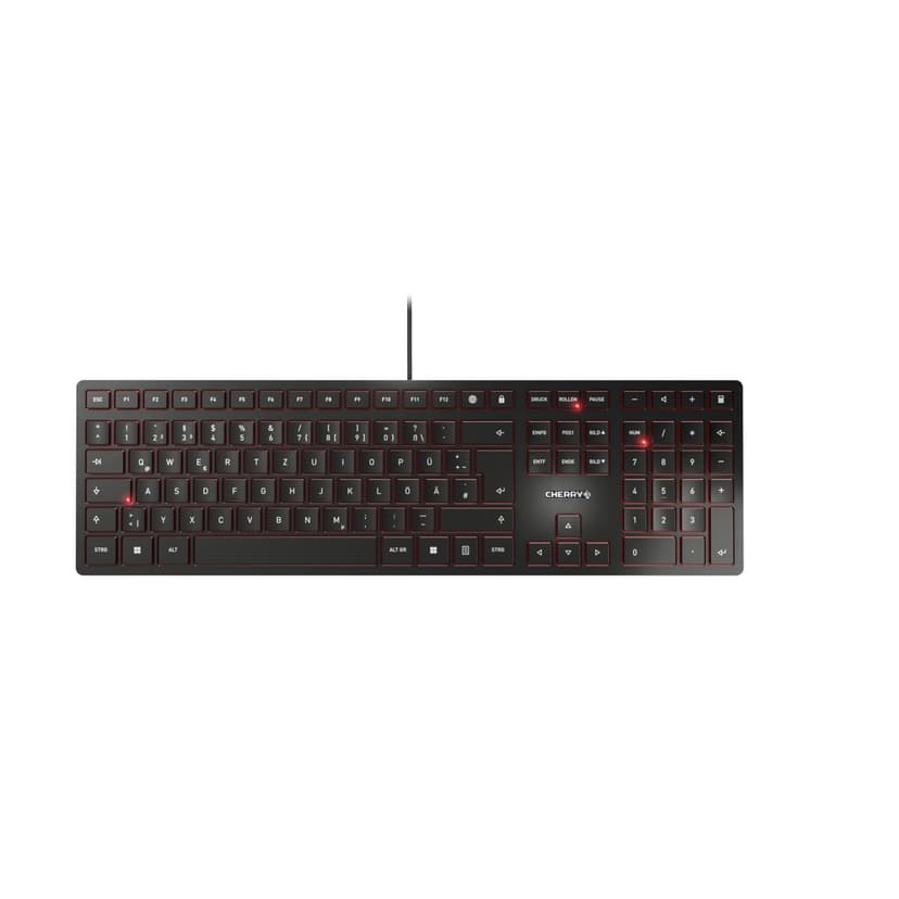 CHERRY KC 6000 SLIM, Ultra-Flat Design Keyboard, German Layout (QWERTZ), Wired (USB-A Connection), Quiet, Durable Key Labelling, Black - 1