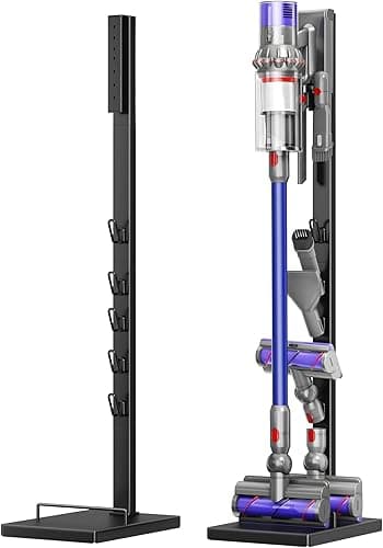 pickpiff Vacuum Cleaner Stand for Dyson, Compatible with V15, V12, V11, V10, V8, V7, V6, G5 – Freestanding Holder with Accessory Storage – Space-Saving & Easy to Install