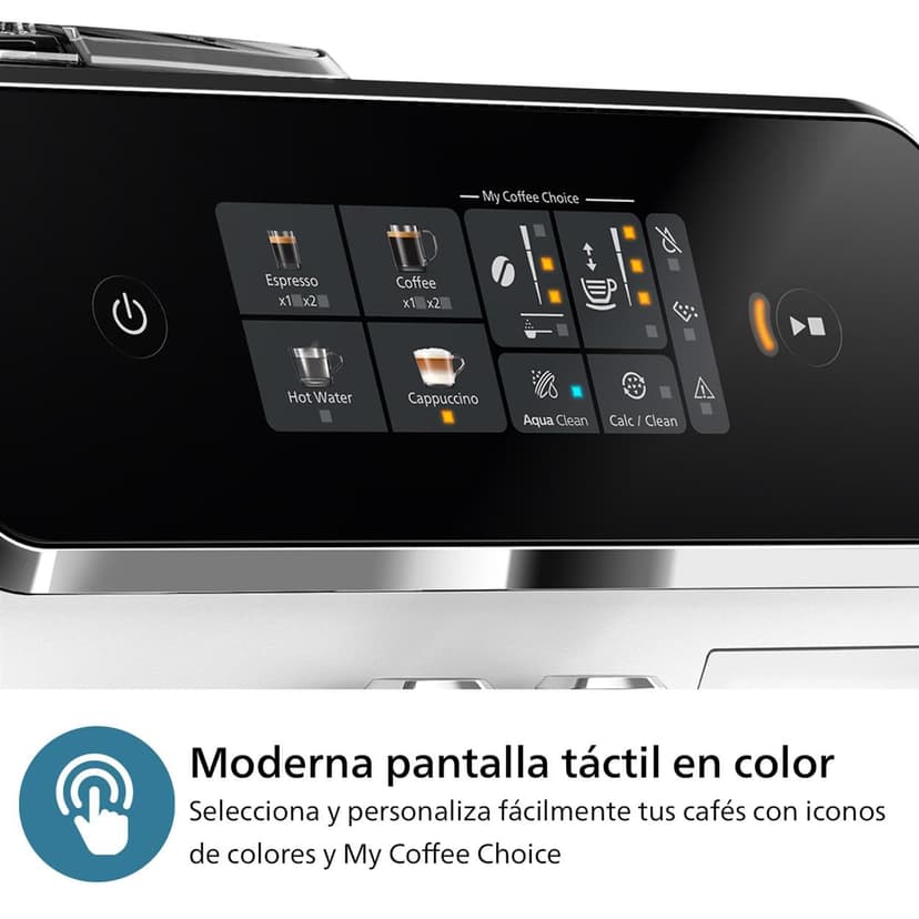 Philips 2300-4 Series Automatic Espresso Machine, Modern Color Touch Screen, LatatteGo Milk System, SilentBrew, Ceramic Grinder, AquaClean, White Chrome (EP2333/40) - 4