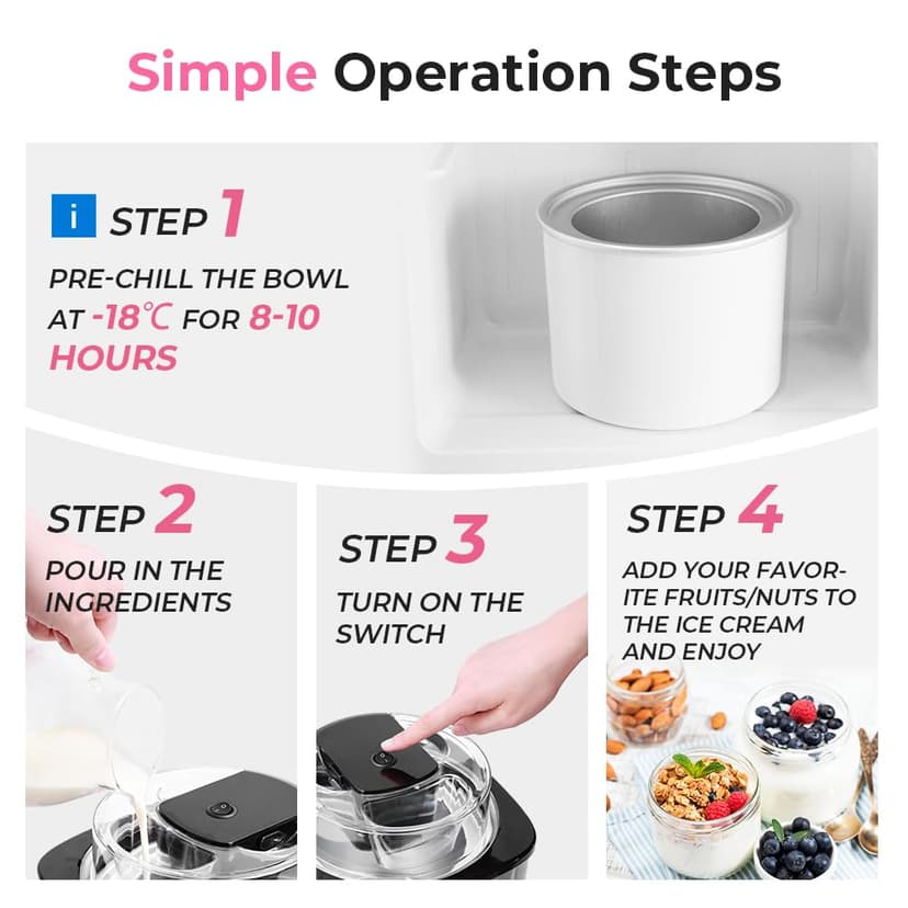 Vpcok Direct Ice Cream Maker, Electric Ice Cream Maker, Stainless Steel Ice Maker, 2L Ice Maker and Ice Cream Maker for Ice Sorbet, Ice Cream and Ice Yogurt - 8