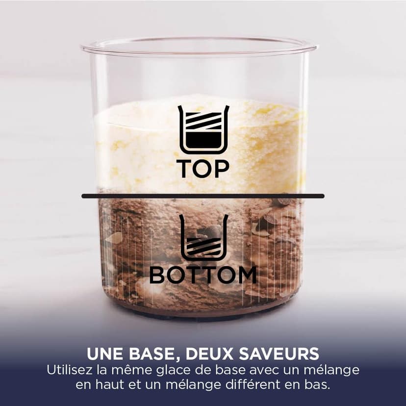 Ninja CREAMi Deluxe Machine a glace et sorbetière, 2 bacs, 10 fonctions, crème glacée, yaourts glacés, des milkshakes, des slush, Pièces amovibles lavables au lave-vaisselle, Stone/Or NC502EUSTGD - 7
