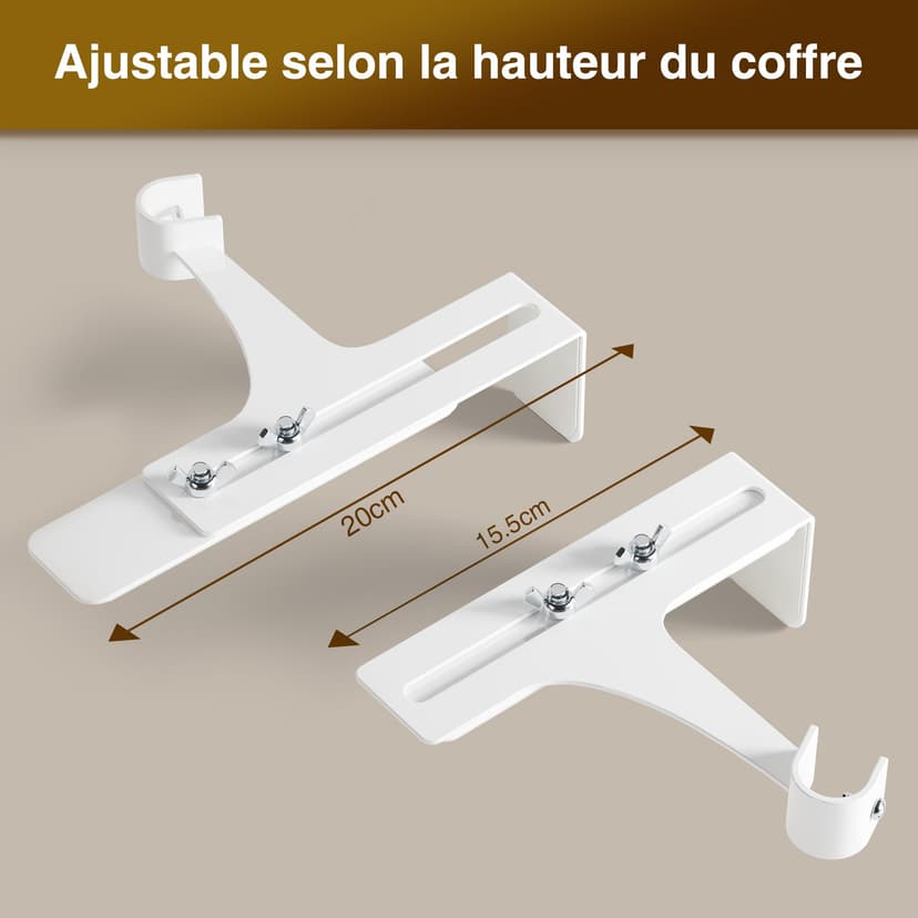 Curtain Rod Holder without Drilling, Bracket for Roller Shutter Box, Curtain Rod Holder, No Drilling, Bracket for Roller Shutter Box, White - 4