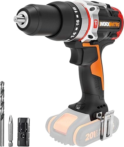 WORX Perceuse à Percussion sans Fil 20V WX354.9, 2 en 1, moteur Brushless, technologie Active Hammer, couple réglable 60 Nm, Mandrin 13 mm, pour tous matériaux, sans Batterie ni Chargeur